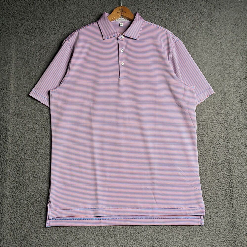 Peter Millar Polo Mens Large Lightweight Striped Crown Sport Summer Comfort